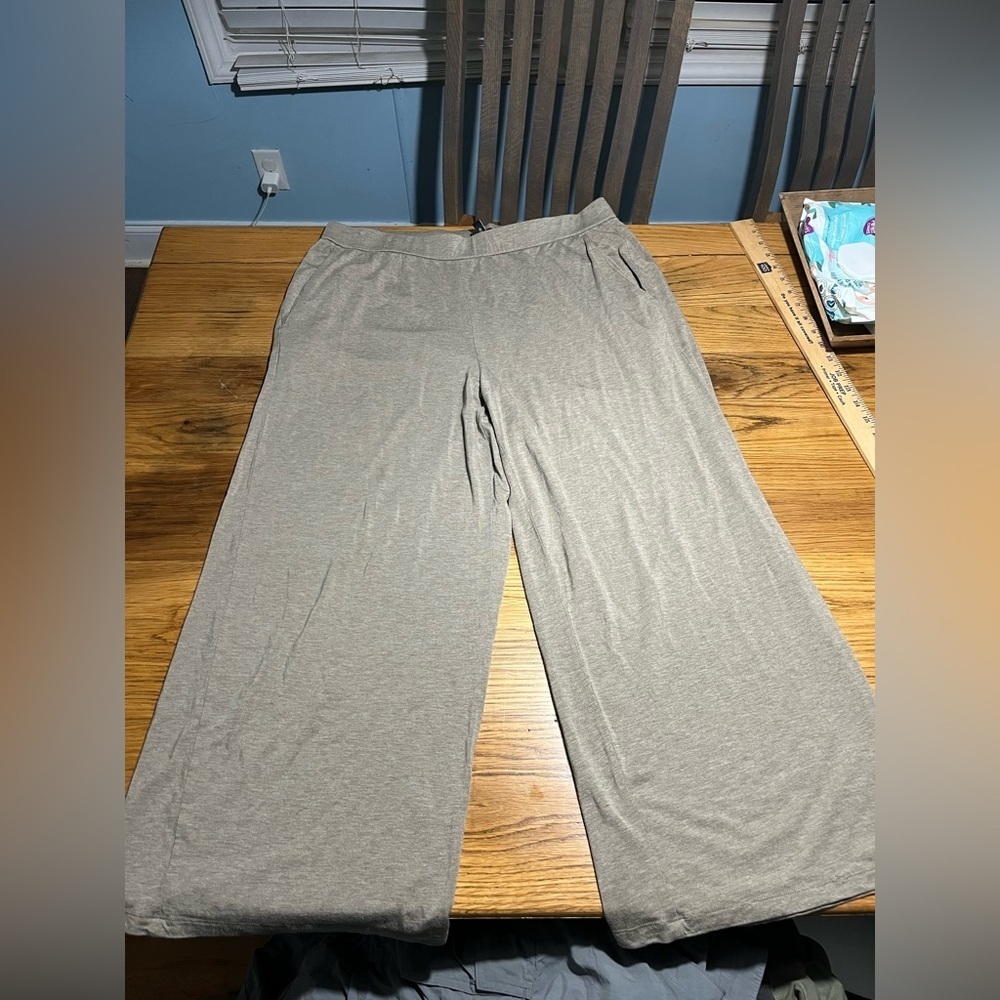 Eileen Fisher Taupe Lounge Wide-Leg Casual Pants Size Large - Picture 8 of 9